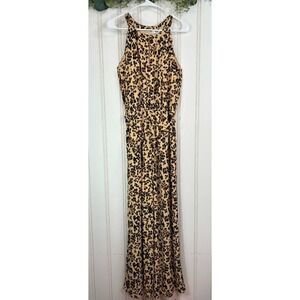 Q&A Leopard Print Sleeveless Wide Leg Jumpsuit Women's Small Made in India
